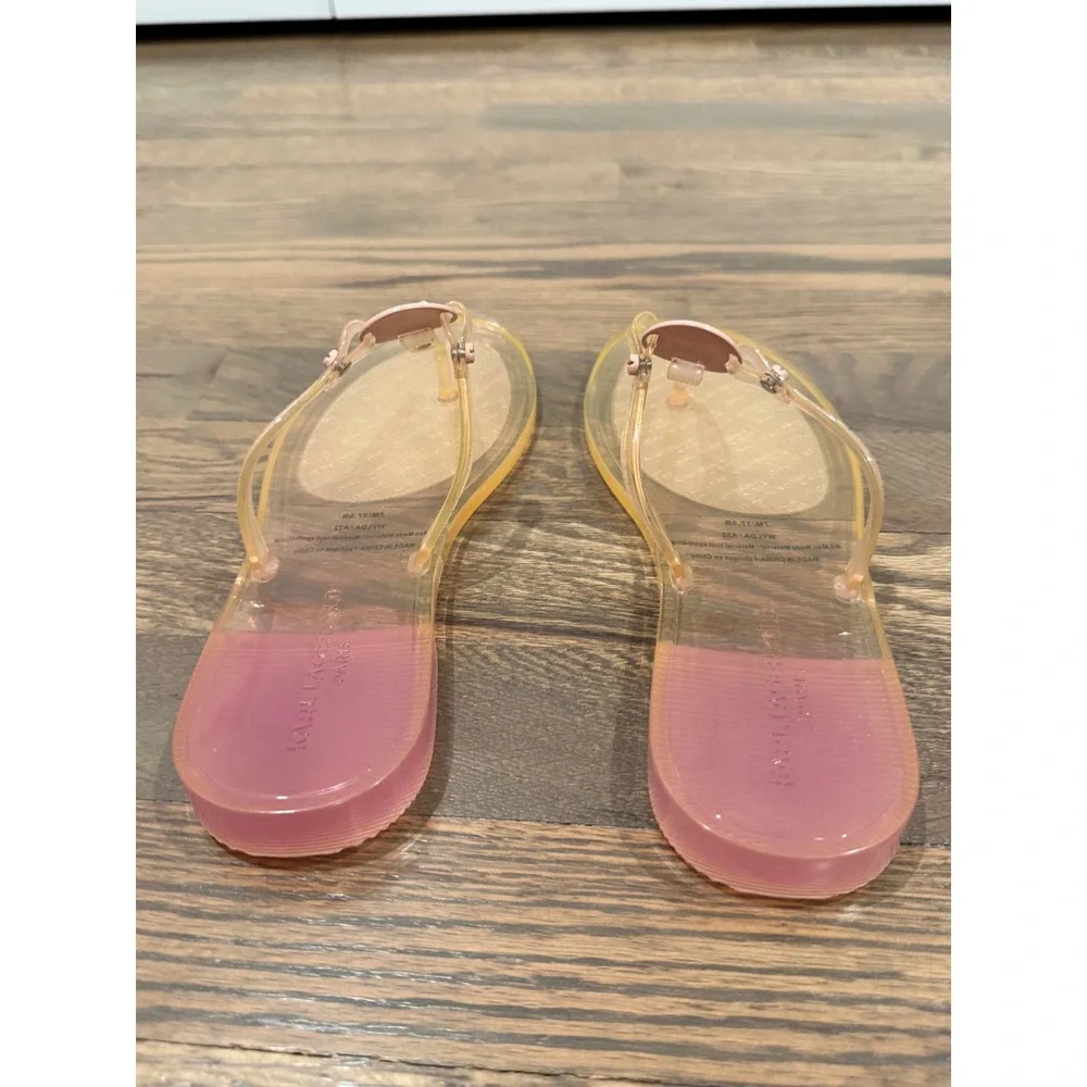 Karl Lagerfeld Paris Wylda Jelly Sandals‎ Translucent Pink Clear TPU KL Logo 7M